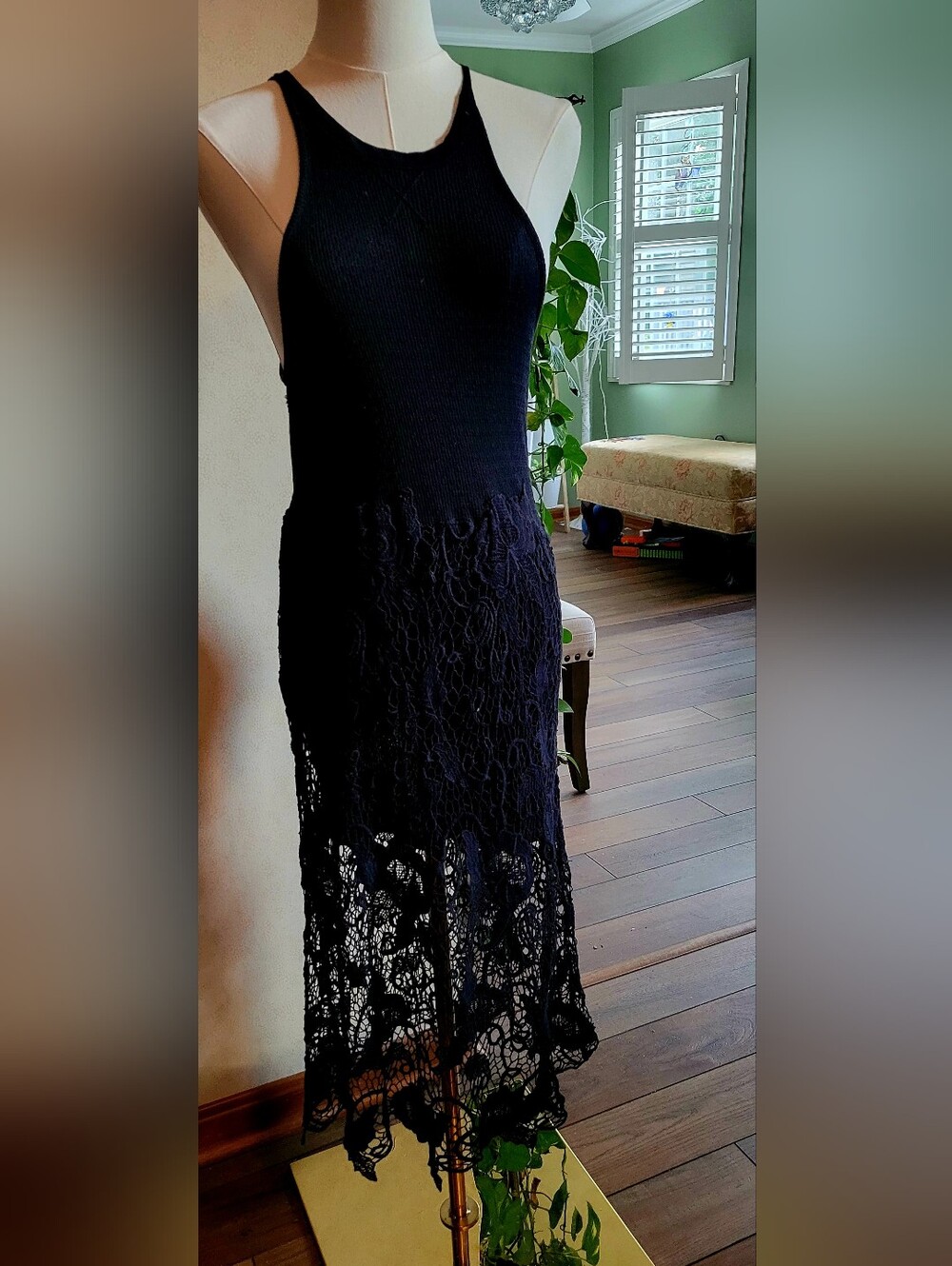 Sleeveless Black Crochet Summer Dress